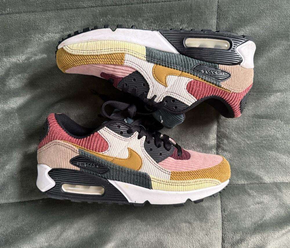Nike Air Max 90 Corduroy Patchwork Multi-Color Women's Shoes Size 8 FB8455-001